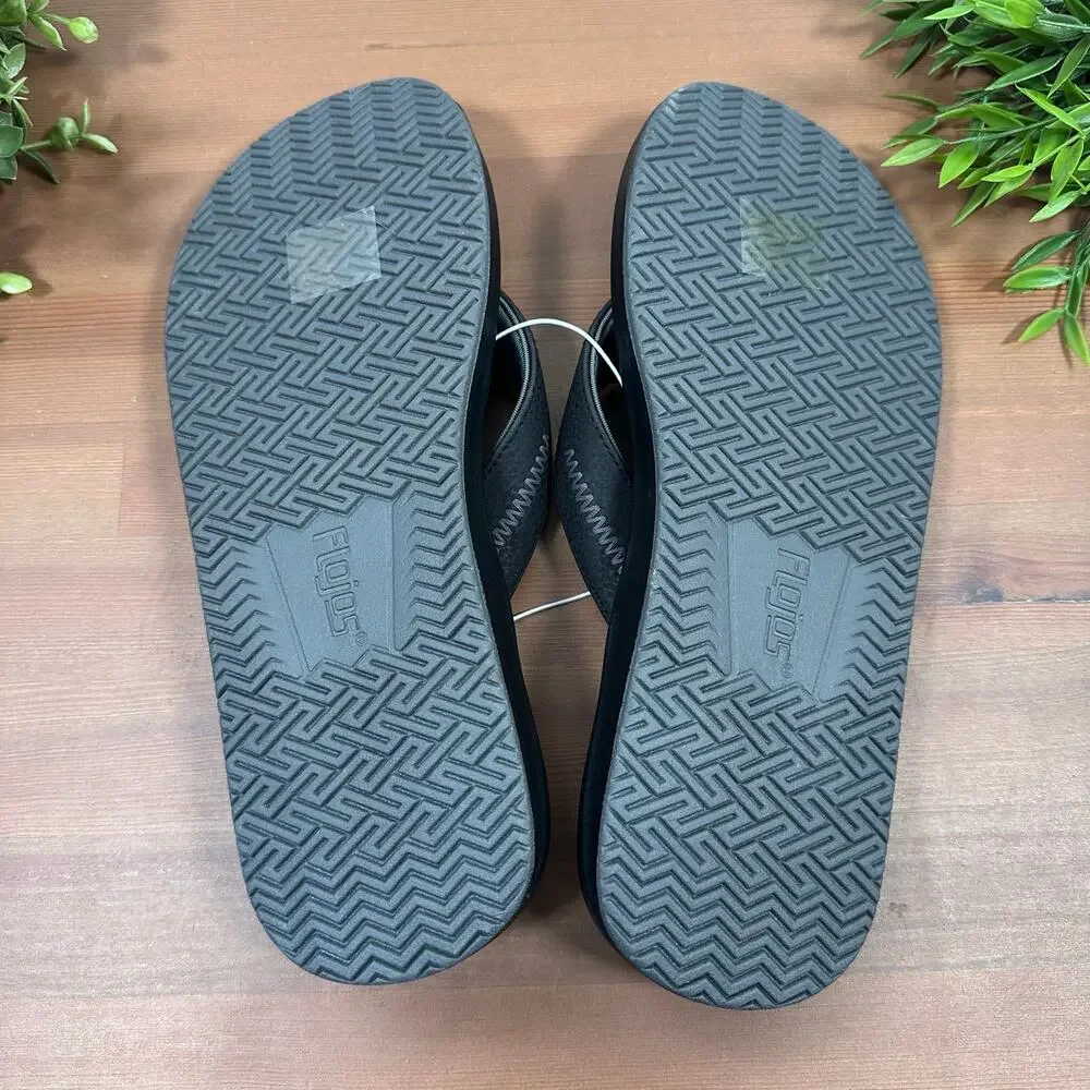 Flojos Men's Black Flip Flop Sandals Size 13